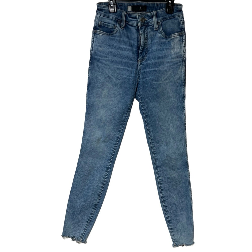 Kut From The Kloth Jeans 0 Blue Connie Ankle Skinny Frayed Hem Stretch‎ Casual